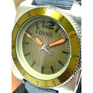 Fossil Men's Watch WB1043 Quartz Green Dial 38mm Gray Nylon Strap